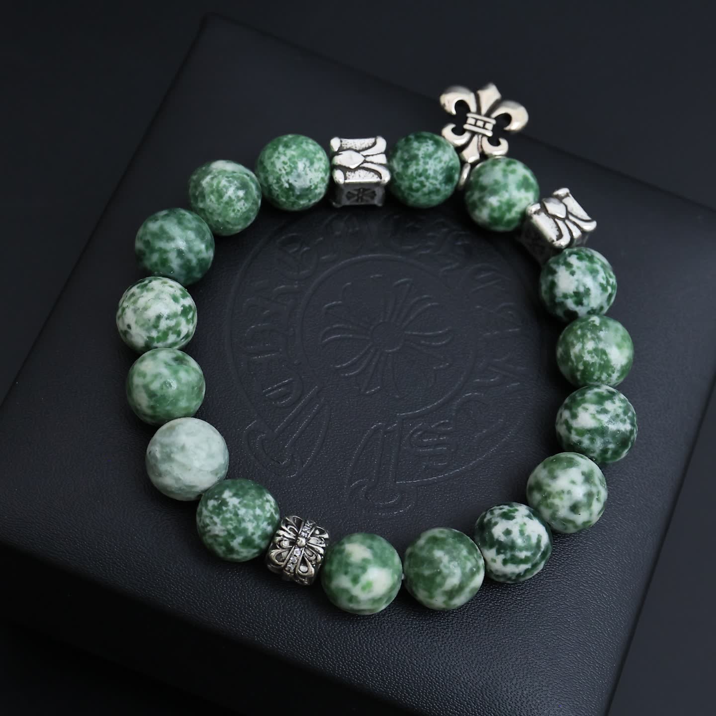 Chrome Hearts Beaded Bracelet with Fleur-de-lis Charms